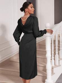 Allurite 披上式背部風琴袖連身裙