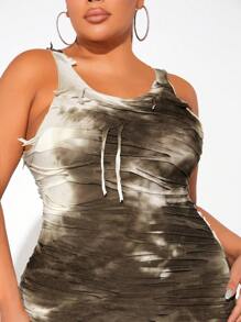 Allurite Plus Size Women'S Tie-Dyed High Slit Dress - Multicolor - View 5