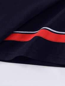 Manfinity Men Letter Graphic Striped Trim Drop Shoulder Tee - Multicolor - View 4