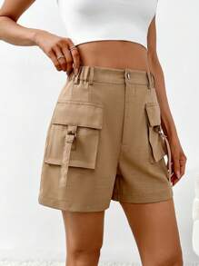 SHEIN Essnce Women's Utility Shorts - Khaki - View 6