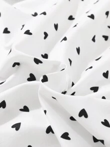 SHEIN Tween Girl Heart & Cat Pattern Printed Pajama Set