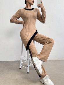 SHEIN Essnce 毛衣兩件套 - 駝色 - 查看 7