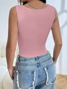 SHEIN EZwear Jednolity Kwadratowy Dekolt Tank Top