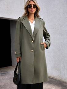 GENKIRA 西裝領單排釦花呢外套 - 橄欖綠 - 查看 5