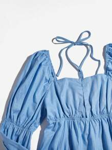 Soleia 十字交叉後綁帶燈籠袖洋裝