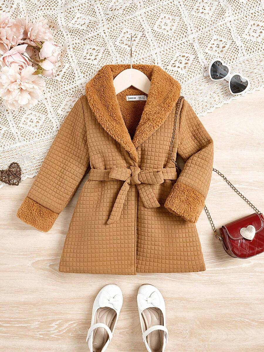 SHEIN Cô Gái Trẻ 	
Fuzzy Khăn quàng Thắt lưng áo - Màu vàng - Xem 1