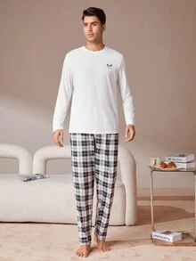 男士卡通格紋家居服套裝 - 彩色 - 查看 3