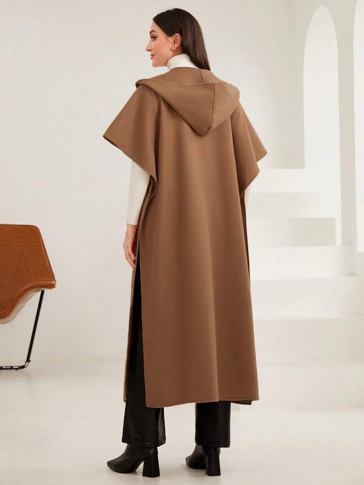 Batwing Sleeve Hooded Overcoat