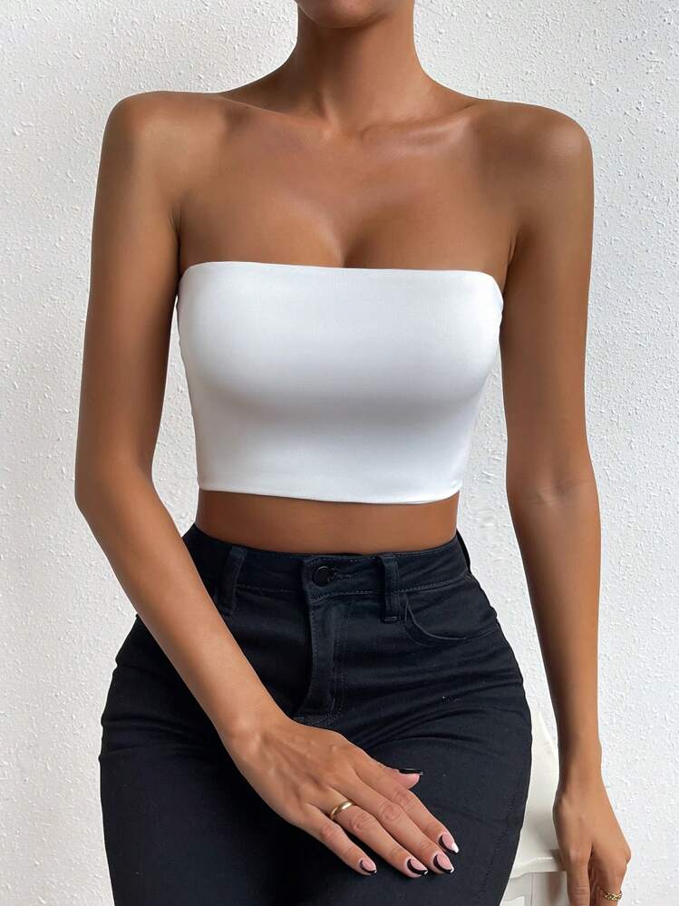 Allurite Solid Crop Tube Top