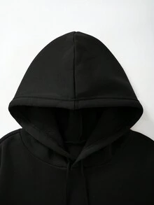 Nam Đồ họa chữ cái & bóng rổ Thả vai Dây rút Hoodie - màu đen - Xem 3