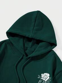 Manfinity Dauomo Sudadera Con Capucha Casual Y Elegante Para Hombre Impreso Con Rosas Y Letras