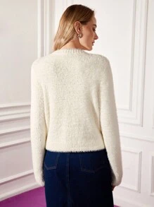 MOTF PREMIUM FUZZY KNIT RHINESTONE CARDIGAN