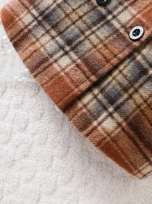 Baby Boy Plaid Double Breasted Lapel Neck Overcoat Without Sweater - Multicolor - View 6
