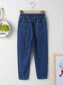 1pc Toddler Boys' Personalized Fashionable Letter Printed Jeans For Spring And Autumn