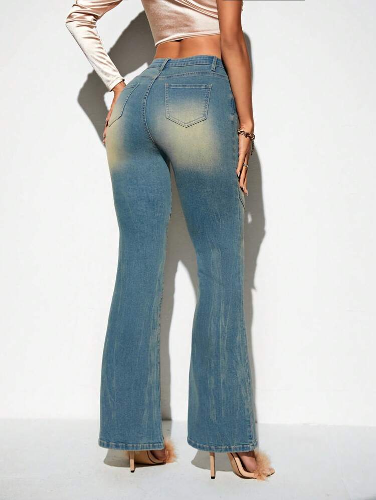 Slant Pocket Flare Leg Jeans