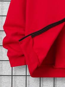 SHEIN Jungen- Freizeit Mit Kapuze Und Reißverschluss, Strickjacke Mit Aufdruck