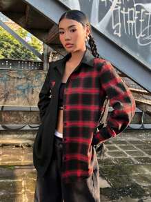 SHEIN EZwear Plaid Print Patch Pocket Shirt - Multicolor - View 6