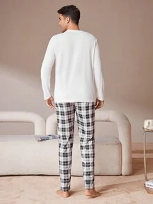 男士卡通格紋家居服套裝 - 彩色 - 查看 2