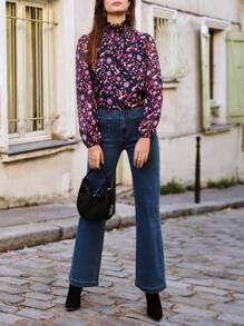 SHEIN Frenchy 燈籠袖佩斯利印花上衣 - 彩色 - 查看 5