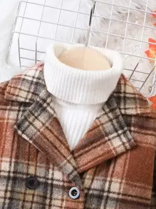 Baby Boy Plaid Double Breasted Lapel Neck Overcoat Without Sweater - Multicolor - View 3