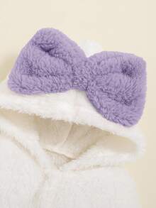 SHEIN Áo nỉ hình gấu bông trang trí nơ cho bé gái - trắng - Xem 5