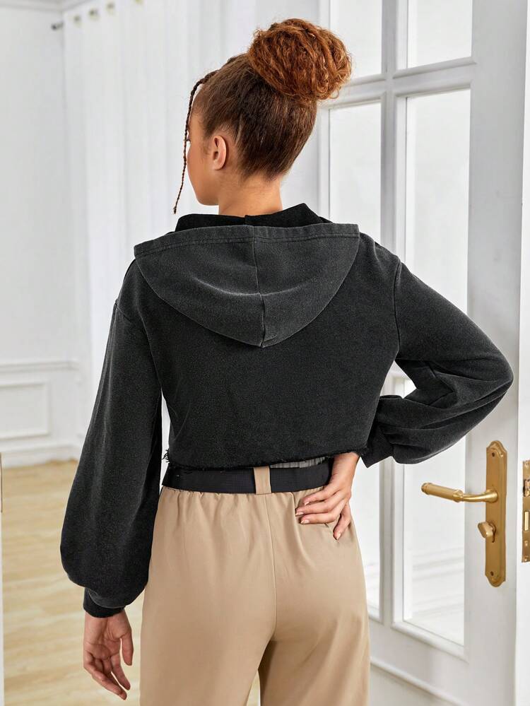 Teen Girl Drop Shoulder Crop Sweatshirt