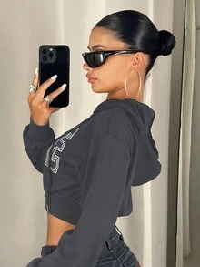 SHEIN ICON 連帽衫 - 深灰色 - 查看 2