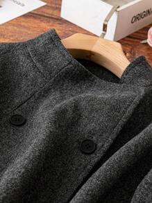 SHEIN CURVE+ Plus Solid Belted Overcoat - Dark Grey - View 4