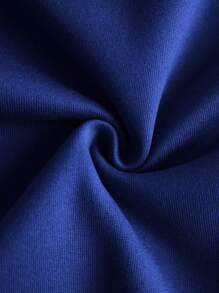 SHEIN Essnce 風景和標語圖案加絨內裏運動衫 - 寶藍色 - 查看 5