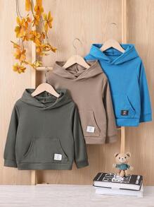 男童三件套字母贴袋鼠口袋卫衣 - 彩色 - 查看 1