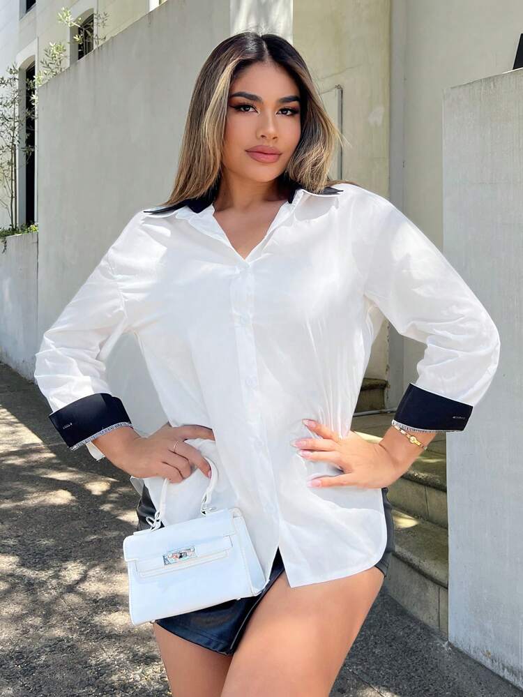Women's Colorblock Drop Shoulder Shirt