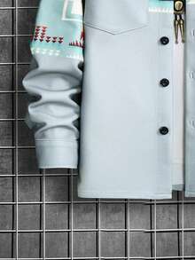 Manfinity Homme Men Geo Print Flap Pocket Overcoat - Multicolor - View 3