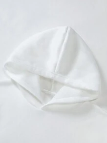 Manfinity LEGND 男士字母印花羊毛连帽衫，带抽绳，人物，外出，男朋友礼物，返校服装，运动衫 - 白色 - 查看 5