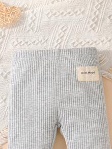 SHEIN Baby Boy 3pcs Letter Patched Detail Ribbed Knit Pants - Multicolor - View 7