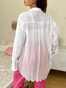 SHEIN EZwear Camisa De Textura Para Mujer - Blanco - Ver 2