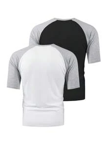Gym Rark Áo thun thể thao dành cho nam 2 chiếc có họa tiết chữ cái Raglan - Nhiều màu - Xem 2