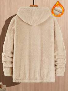 Manfinity Hypemode 男士字母印花套頭毛絨衫帽衫 - 杏色 - 查看 2