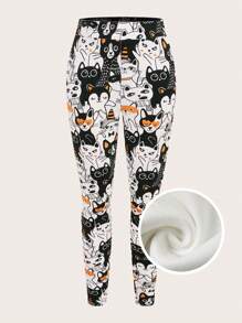 EMERY ROSE Quần legging dài họa tiết mèo lót nhiệt cạp cao cho nữ - Nhiều màu - Xem 1