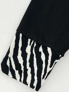 Calvaya Hơn Sọc Ngựa vằn Cà vạt Áo thun - màu đen - Xem 5