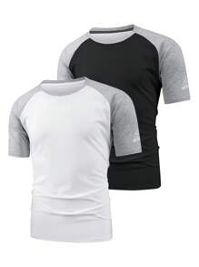Gym Rark Áo thun thể thao dành cho nam 2 chiếc có họa tiết chữ cái Raglan - Nhiều màu - Xem 1