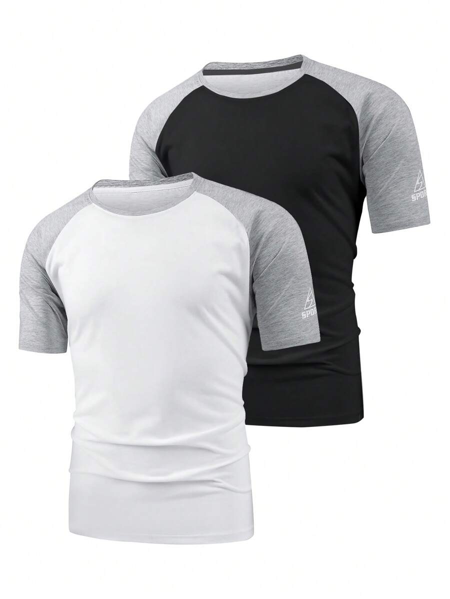 Gym Rark Áo thun thể thao dành cho nam 2 chiếc có họa tiết chữ cái Raglan - Nhiều màu - Xem 1