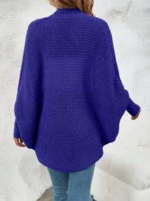 SHEIN LUNE Áo khoác cardigan thiết kế thường ngày tay cánh dơi - Xanh đậm - Xem 2