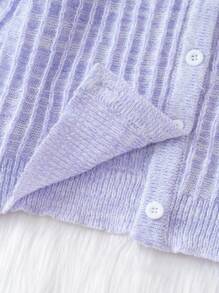 SHEIN 女大童條紋針織前紐扣開襟衫 - 彩色 - 查看 5