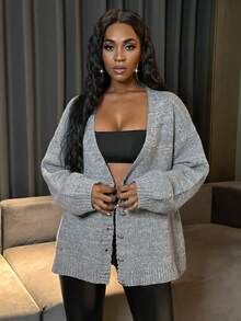 Zolique Drop Shoulder Button Front Cardigan