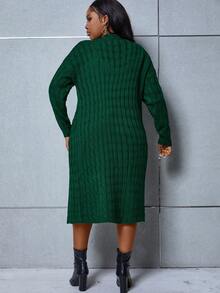 Maweii Áo khoác cardigan thả vai dệt kim cỡ lớn - màu xanh lá - Xem 2