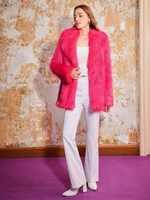 MOTF PREMIUM FAUX FUR COAT - Hot Pink - View 8