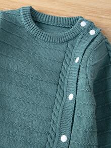 Áo Len Bé Trai Onesies - Màu xanh Ô liu - Xem 4
