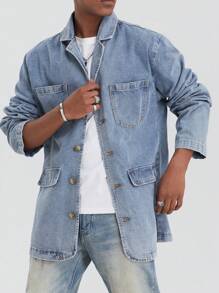 Chillumni Men Flap Pocket Denim Jacket