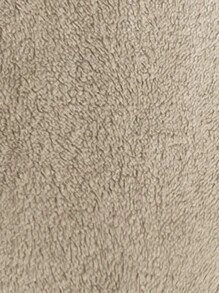 SHEIN LUNE Contrast Binding Double Breasted Teddy Coat - Apricot - View 8