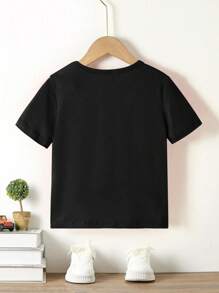 SHEIN Young Boy Casual Brother & Letter Printed All-Match Round Neck T-Shirt For Daily Wear
